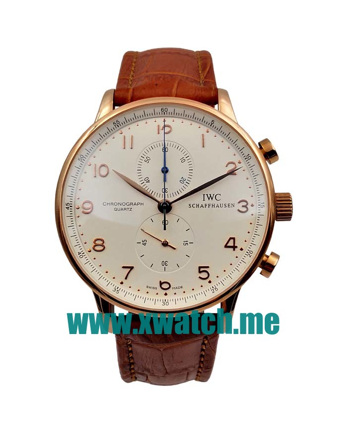 40.9MM Rose Gold Replica IWC Portugieser IW371480 White Dials Watches UK